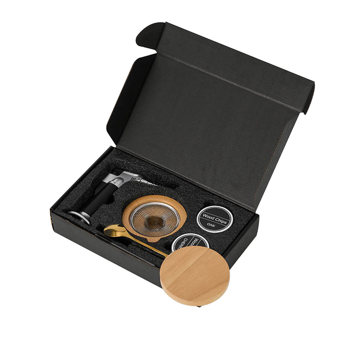 Cocktail Smoker Kit with Wooden Chips Chimney Drink Smoking Infuser Wine Whisky