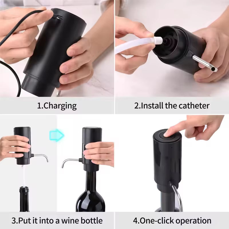 Intelligent Electric Wine Aerator and Dispenser Automatic Wine Dispenser Bar Tools TYPE-C Rechargerable