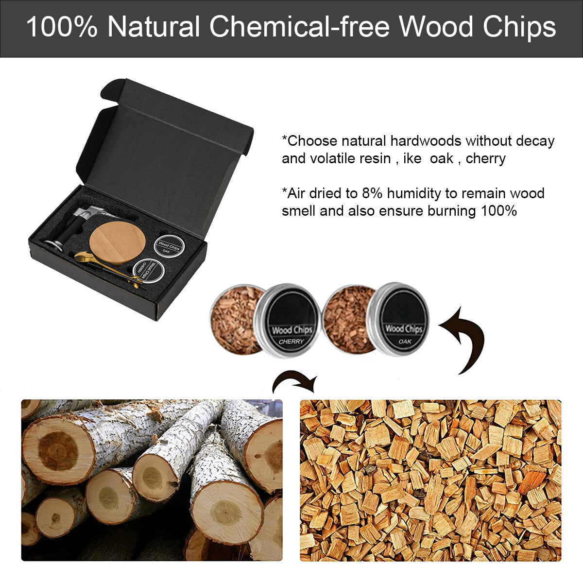Cocktail Smoker Kit with Wooden Chips Chimney Drink Smoking Infuser Wine Whisky