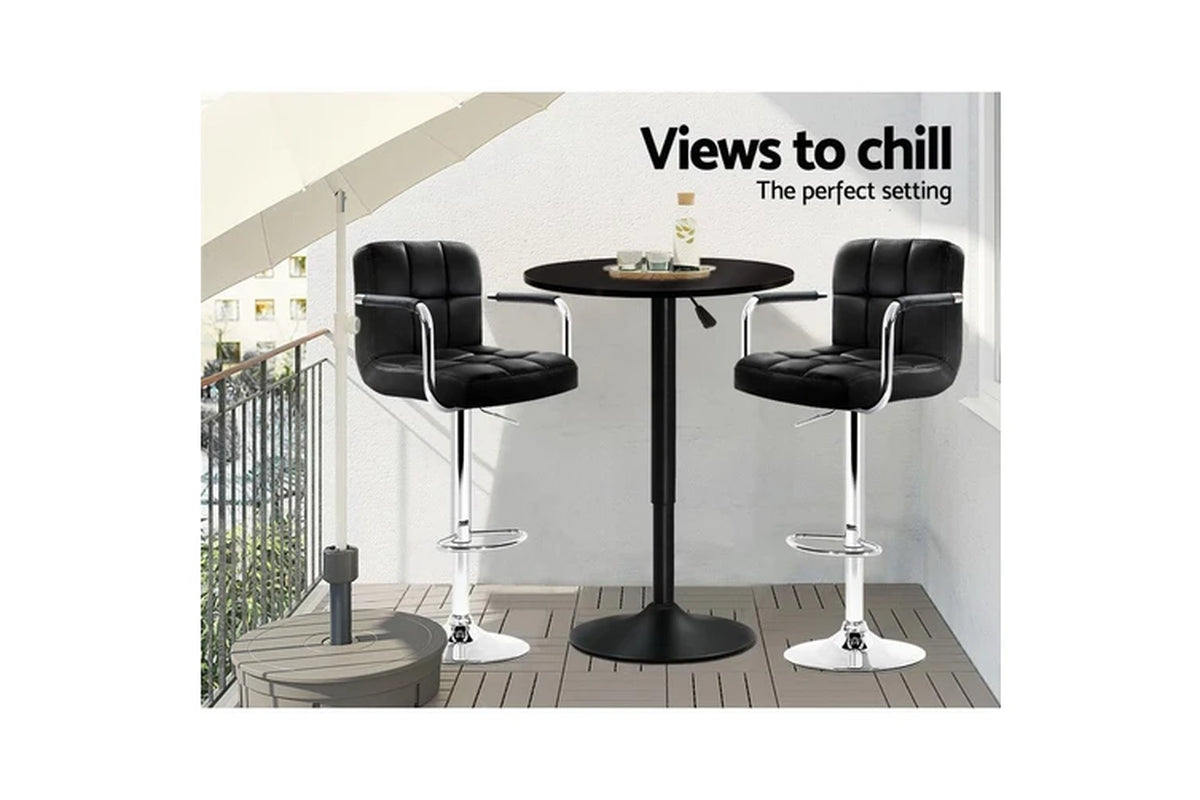 Bar Table Gas Lift round Black