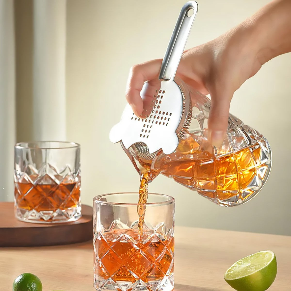 600Ml Glass Crystal Cocktail Mixing Cup Bar Tools with Stainless Steel Stirrer