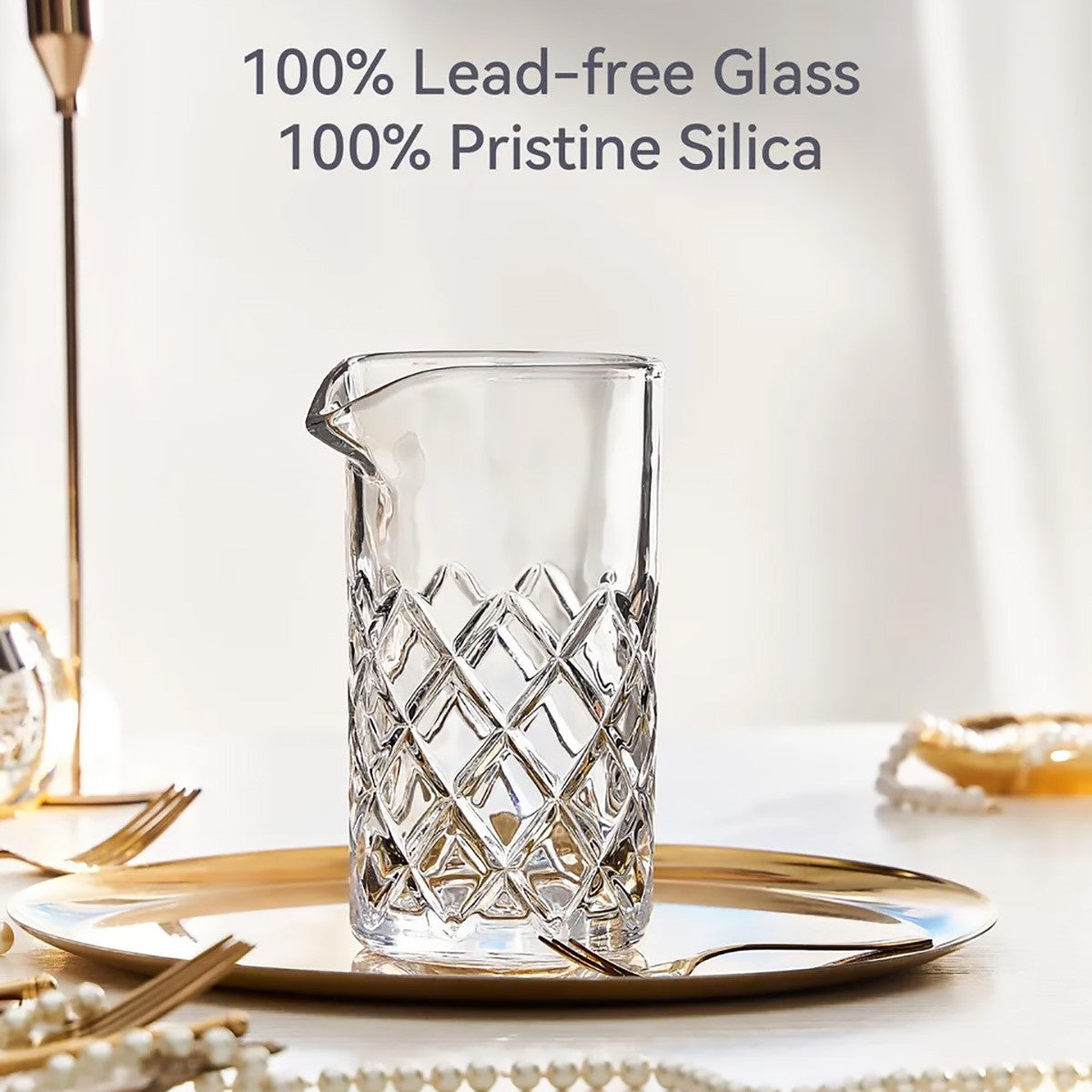600Ml Glass Crystal Cocktail Mixing Cup Bar Tools with Stainless Steel Stirrer