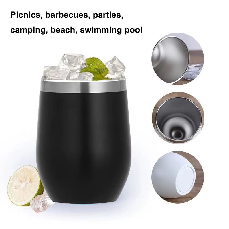 12Oz Eggshell Wine Glass Stainless Steel Thermos Bottle Beer Mugs Thermal Cup for Beers Insulated Coffee Cup Travel Tumbler
