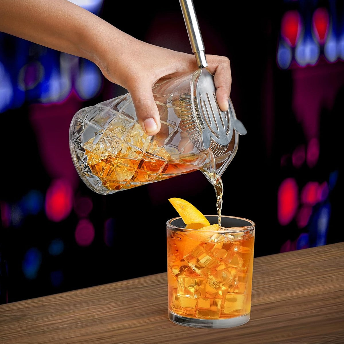 600Ml Glass Crystal Cocktail Mixing Cup Bar Tools with Stainless Steel Stirrer