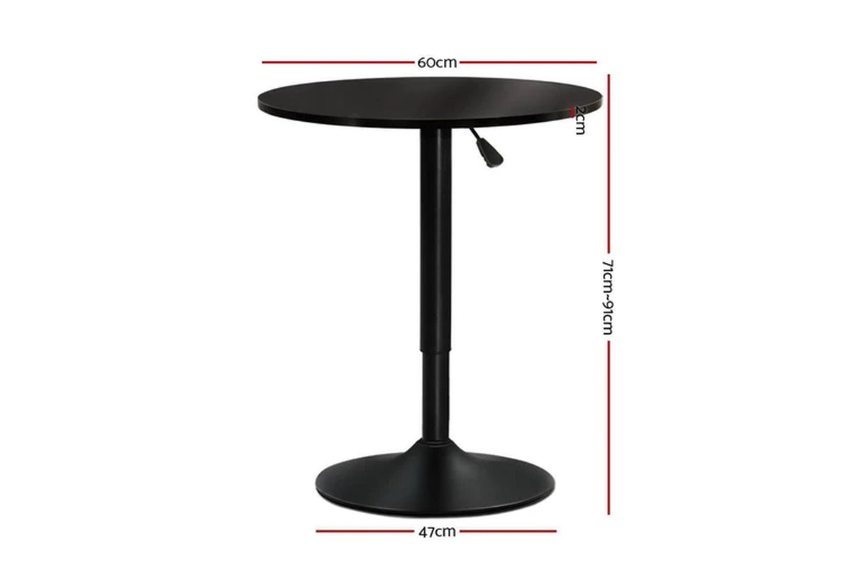 Bar Table Gas Lift round Black