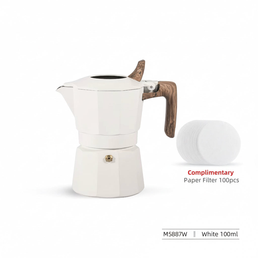 Double Valve Moka Pot Vintage Wooden Handle Espresso Maker for Italian Coffee Professional Home Barista Accessories