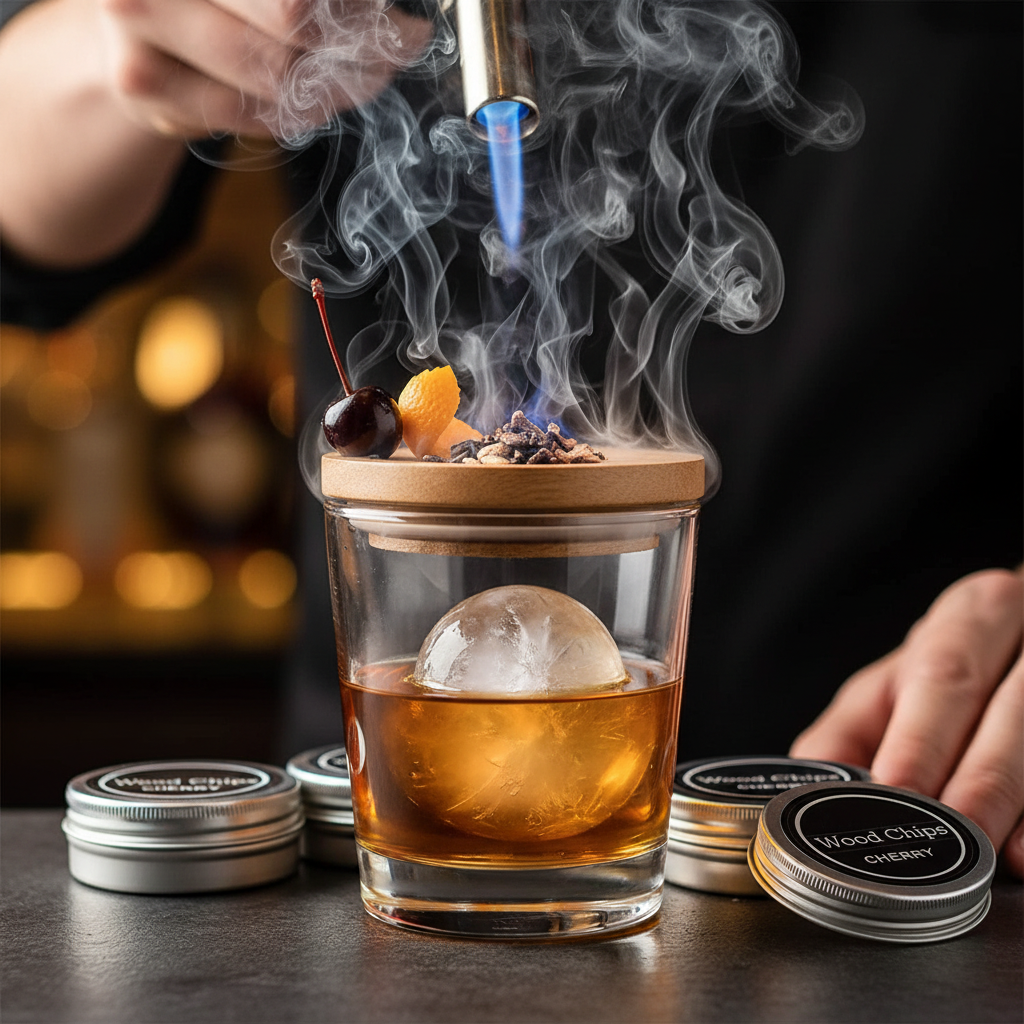 Cocktail Smoker Kit with 4 Wood Chips - Drink Smoking Infuser with Chimney