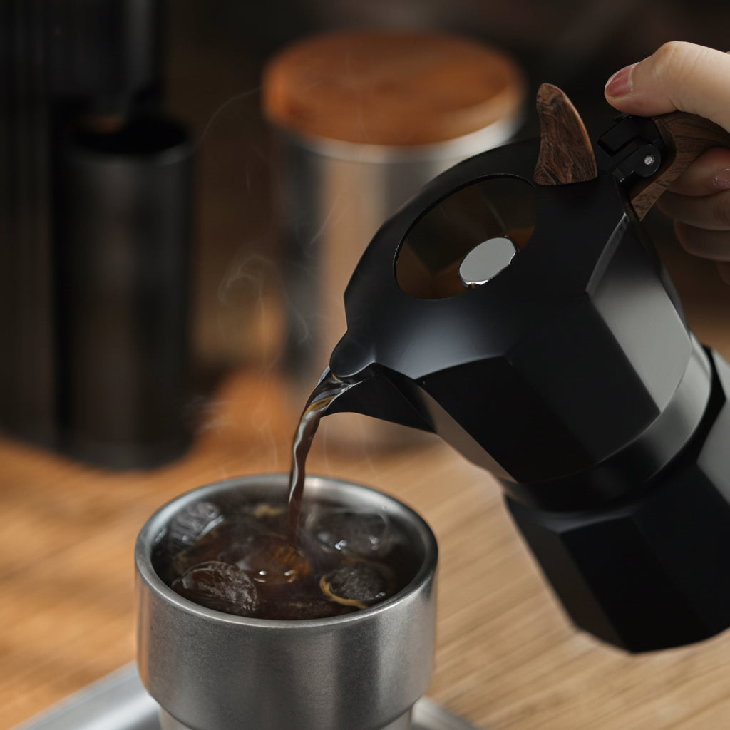Double Valve Moka Pot Vintage Wooden Handle Espresso Maker for Italian Coffee Professional Home Barista Accessories