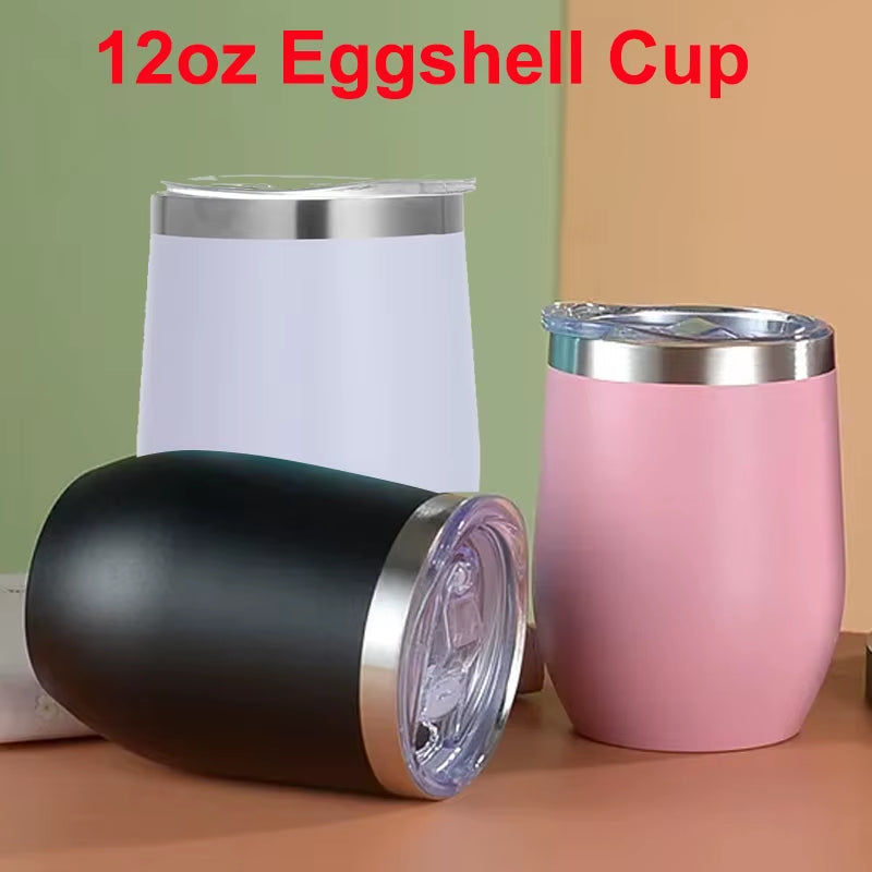 12Oz Eggshell Wine Glass Stainless Steel Thermos Bottle Beer Mugs Thermal Cup for Beers Insulated Coffee Cup Travel Tumbler