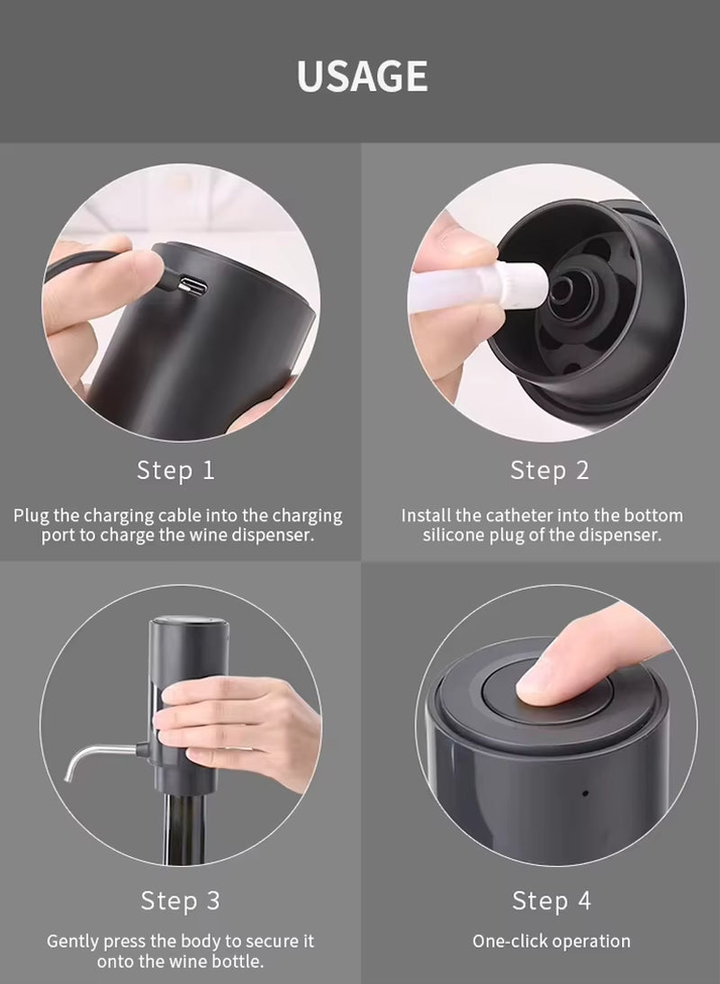 Intelligent Electric Wine Aerator and Dispenser Automatic Wine Dispenser Bar Tools TYPE-C Rechargerable