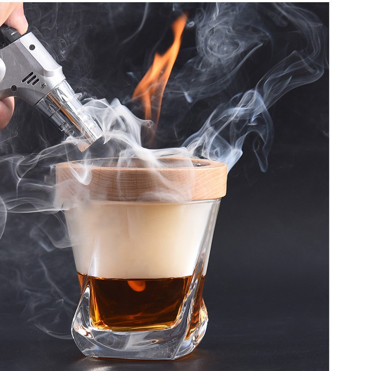 Cocktail Smoker Kit with Wooden Chips Chimney Drink Smoking Infuser Wine Whisky