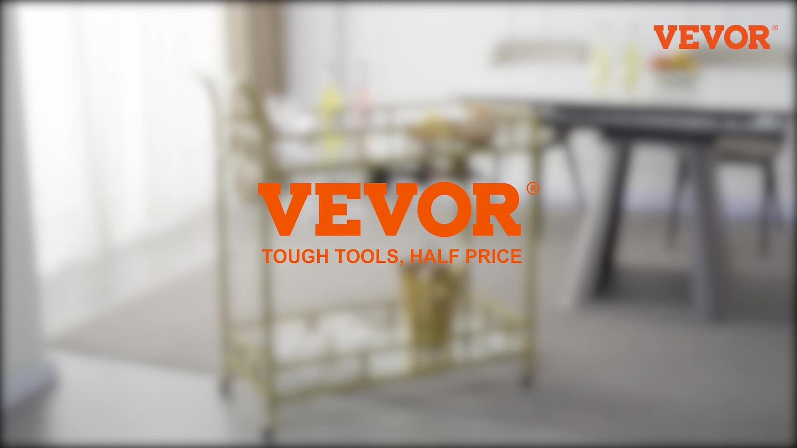 VEVOR 2 Tiers Gold Metal Bar Serving Cart with Wine Rack Glass Holder 120 LBS