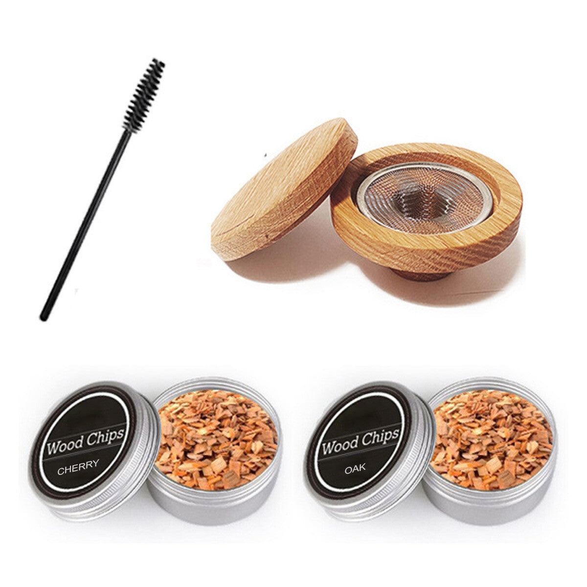 Cocktail Smoker Kit with Wooden Chips Chimney Drink Smoking Infuser Wine Whisky